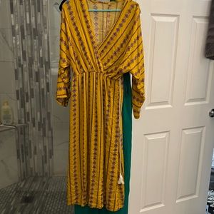 Mustard tribal print dress